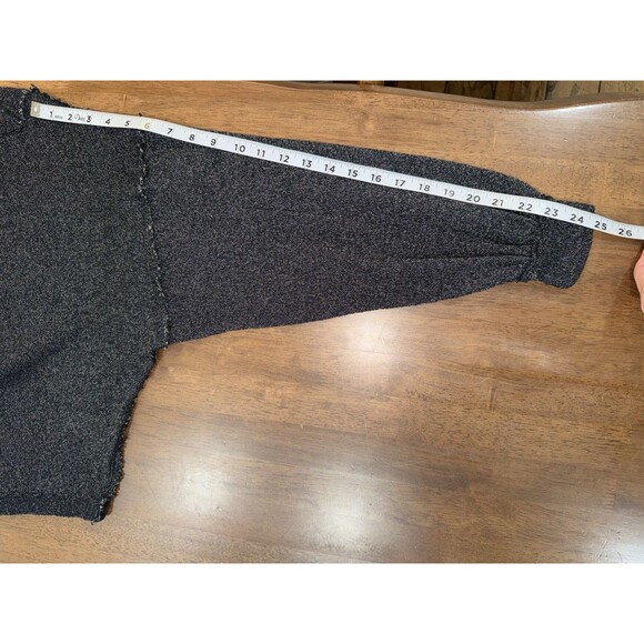 Free People We The Free Charcoal Hacci Knit Slouchy Top Wide Neck XS Boho Chic - Picture 15 of 15